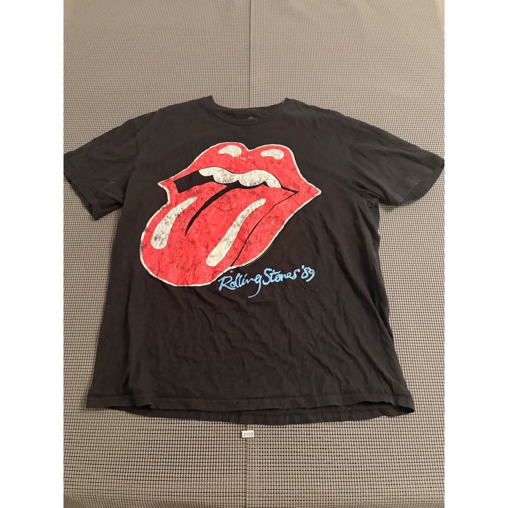 Rolling Stones 89 Graphic T-Shirt Mens XL Black Cotton Rock Band Concert Tee